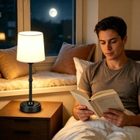 Lampe de table en tissu rechargeable, style nordique personnalisé, luxe léger, lampe de chevet pour chambre à coucher, batterie USB incluse, lumière d'ambiance et veilleuse, lampe d'hôtel