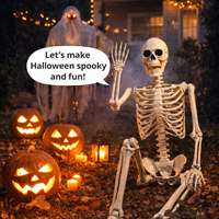Decoración de Esqueleto de Halloween de 165 cm (5 pies), Tamaño Real, Articulado, para Jardín, Fiestas y Casas Encantadas