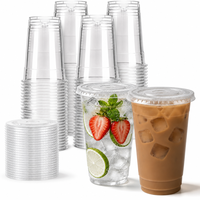 Gobelet à bulles en plastique jetable personnalisé avec impression de logo, gobelet à thé, café, jus, transparent avec couvercles