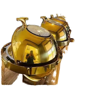 Nuovo Arrivo Scaldavivande Commerciale a Gas da 6L in Acciaio Inossidabile Dorato per Catering e Buffet, con Inserto in Vetro per Ristoranti - Product Image 2