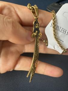 Yiwu Aceon acier inoxydable gravé au Laser forme d'épée Religion Islam Zulfiqar épée de l'imam Ali pendentif musulman - Product Image 6