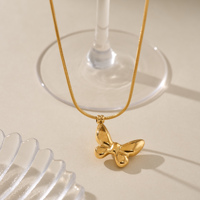 Dazan nouvel été 18k plaqué or sans ternissement en acier inoxydable classique arc papillon Super brillant pendentif lame collier femmes