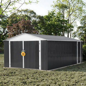 Abri de voiture extérieur moderne tout compris 12x19 pieds, design naturel, toit en pointe, facile à assembler, cadre en aluminium gris, exporté de Chine - Product Image 6