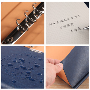 A5 kích thước ba lần kim loại chất kết dính lá lỏng lẻo máy tính xách tay với chủ bút nhiều khe cắm thẻ họp Memo Pad - Product Image 3