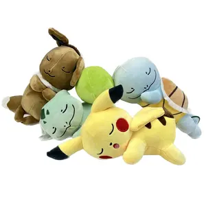 Genuine Anime Toy Boxed Pokemon Figures Kawaii Pikachu Snorlax Bulbasaur  Eevee sleeping position Model For kid Birthday Gifts