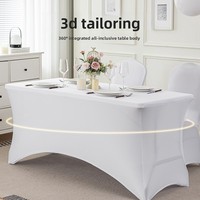 Housse de table carrée extensible 4ft 6ft, jupe de table cocktail élastique lavable anti-poussière pour mariage, banquet, hôtel, fête