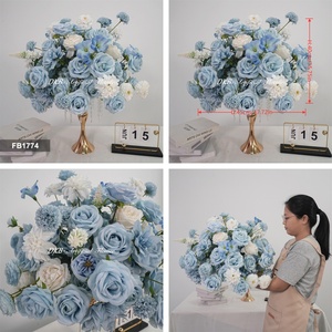 ลูกบอลดอกไม้ประดิษฐ์สีขาวน้ำเงินขนาด 45 ซม. สำหรับตกแต่งงานแต่งงานสุดโรแมนติกและงานอีเว้นท์ - Product Image 2