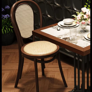เก้าอี้ไม้เนื้อแข็งธรรมชาติด้านหลังทรงกลมสไตล์คลาสสิกสำหรับงานแต่งงานในร้านอาหารโรงแรม - Product Image 2