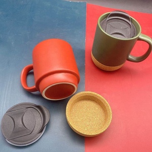 Nhà Sản Xuất Gốm Tốt Nhất Sản Phẩm Bán Chạy Tazas Biểu Tượng Tùy Chỉnh Màu Đen Mờ Decal 12Oz Cà Phê Nút Chai Cốc Gốm Với Nút Chai Cơ Sở - Product Image 4