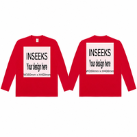 T-shirt à manches longues en coton 27,5 %, lyocell 7 %, polyester 60,5 %, élasthanne 5 %, rouge uni, logo personnalisé, col rond pour homme, sweat-shirt 260 GSM