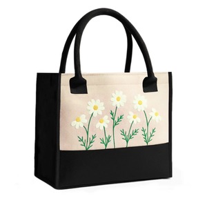 Unique Design Embroidered <b>Canvas</b> <b>Tote</b> Bag Durable Cotton Reusable Shopping Handbag for Women Daily Use Available For Sale - Product Image 5
