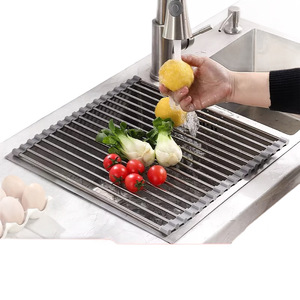 Stainless Steel Drain <b>Rack</b> Foldable Sink Organizer Multi-functional Storage <b>Rack</b> For Kitchen Fruit Vegetable Cutting Board - Product Image 4