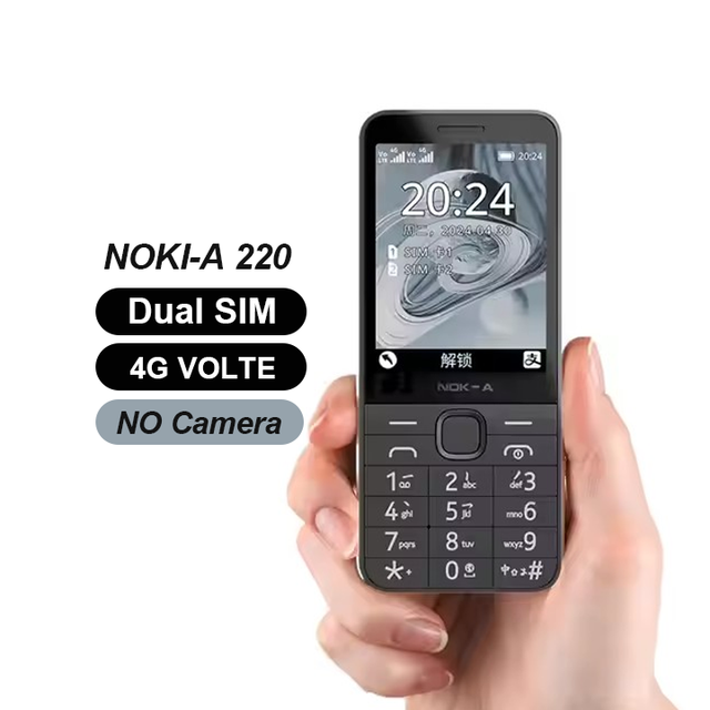Wholesale High Quality Keypad Phone 2.8 Inch 1450mAh Battery Dual SIM Keypad Phone Noki-a 220 4G Feature Phone
