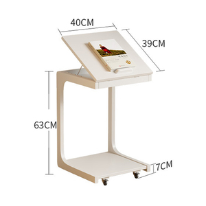 Toptan Modern <span class=keywords><strong>C</strong></span> Şekilli Ahşap Sehpa, Ev Oturma Odası Mobilyaları için Ayarlanabilir Döner Tekerleğiyle Kanepe Yan Sehpası - Product Image 4