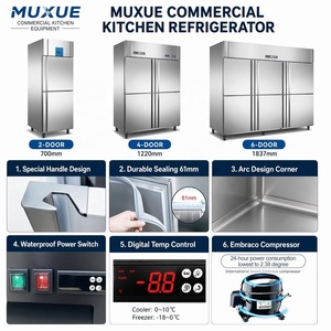 Réfrigérateur commercial MUXUE en acier inoxydable 1,2 m à fermeture automatique, évaporateur en cuivre pur, contrôle numérique de la température - Product Image 2