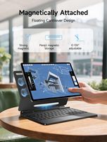 Étui pour clavier en simili cuir de 12,4 pouces pour Tab S10/S9/S9 FE/S8/S7 avec pavé tactile rétroéclairé, support pour stylet S, magnétique