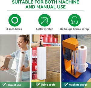 Film étirable en plastique LLDPE 80 Gauge X330M, résistant à la perforation et imperméable, pour l'emballage de palettes en entrepôt, vente en gros à Guangzhou - Product Image 4
