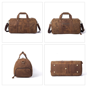 OEM Custom Logo Personalised Handmade Full Grain Leather Duffel Bag Large Travel Mens Weekender <strong>Luggage</strong> Bag <strong>Holdall</strong> Overnight - Product Image 4