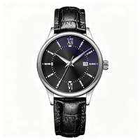 Montre à quartz étanche la plus vendue à l'international, avec index numériques, design minimaliste, date simple, style professionnel en cuir pour homme