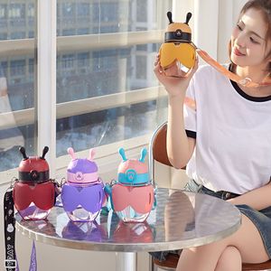 Yafchi Little Bee Straw Plastic Cup 600ml Bpa Free Portable Water Bottle For Children Outdoor Travel Gift - Product Image 1