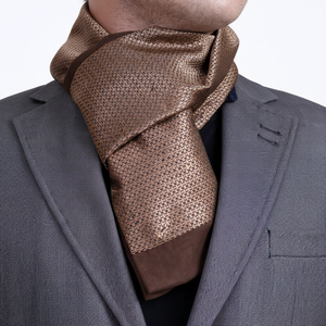 Exve Exclusive Elegant Double-Sided Bronze <b>Brown</b> Self-Patterned Jacquard Woven Traditional Turkey Scarf & Shawl - Product Image 2