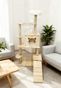 Árbol para Gatos de Madera de Gran Tamaño, Moderno, Ecológico, Ajustable en Altura (4 Niveles), Rascador para Mascotas, Casa Torre de Cartón, Venta al Por Mayor Personalizada - Product Image 5