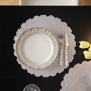 Nordic Minimalist PVC Placemat 38cm Round Silver <b>Waterproof</b> Oil Resistant Table <b>Mat</b> Home Hotel Use - Product Image 3