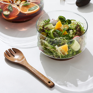 Ensaladeras de cristal transparentes de 10 pulgadas de fruta reutilizables de cocina moderna de fabricante al por mayor con cuchara - Product Image 6