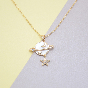 2025 Nueva gran oferta de collar con colgante de Planeta de oro rosa de alta calidad para niñas personalizado listo para enviar - Product Image 2