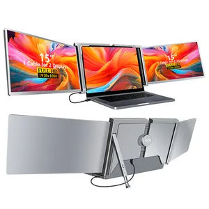 Xách tay kép ba màn hình Màn hình mở rộng 15 inch Màn hình LCD fopo mô hình mới cho máy tính xách tay thông minh thông qua Loại-C Cáp