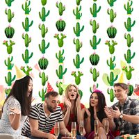Guirlandes de cactus pour décoration de fête, bannière Fiesta, guirlandes en papier vertes pour tacos mexicains, pour anniversaire, baby shower, décoration hawaïenne