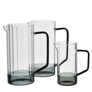Tùy Chỉnh Chất Lượng Cao Tay Thổi Chịu Nhiệt Gân Thủy Tinh Borosilicate Chai Nước Trái Cây Jug Nước Bình Bình Bình Thủy Tinh Cho Nhà Thanh - Product Image 1