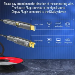 UNIEAN Venta al por mayor 10M 60M de largo AOC 2,1 Desmontable Micro UHD a UHD 60Hz <span class=keywords><strong>Cable</strong></span> de vídeo de fibra óptica 8K 4K UHD <span class=keywords><strong>Cable</strong></span> para <span class=keywords><strong>TV</strong></span> - Product Image 6