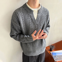 Herbst/Winter Neuer Stil Herren Einfacher Pullover mit Frontlogo und Rundhalsausschnitt Gestrickter Oberteil