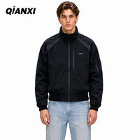 Blouson Tactique Homme Noir Imprimé Topographique Col Montant Imperméable Fermeture Éclair Coupe-Vent Streetwear Vente en Gros