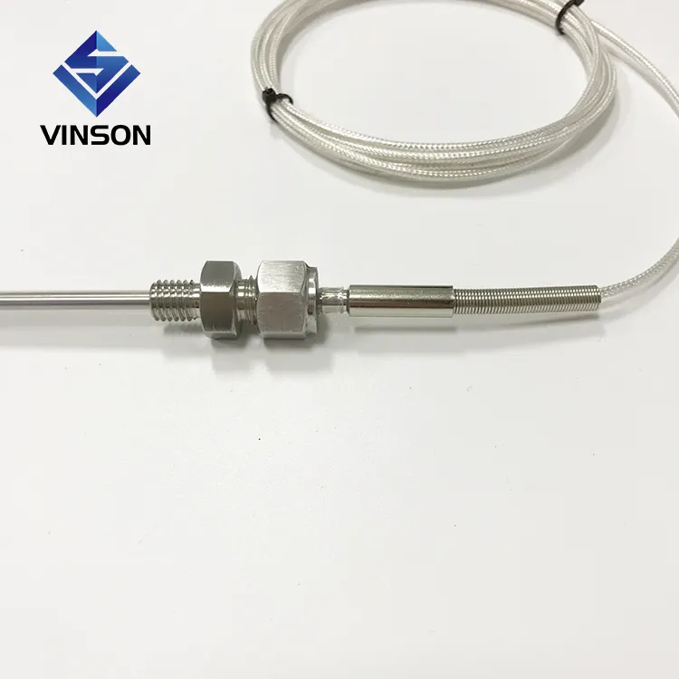 فينسون-جهاز استشعار درجة الحرارة, جهاز استشعار حراري مغلف بالفولاذ المقاوم للصدأ ، يحتوي على قطعتين من الفولاذ المقاوم للصدأ ، كما يحتوي على مستشعر بدرجة حرارة K/J/N/T/PT100/PT1000