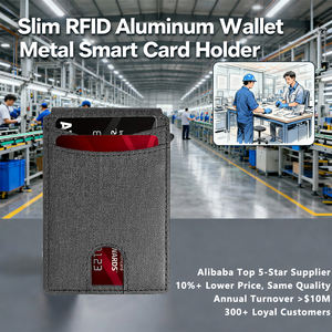 กระเป๋าสตางค์ใส่บัตรเครดิตแบบพับสามตอน ดีไซน์บางเฉียบ สำหรับผู้ชาย ป้องกัน RFID  พร้อมช่องใส่เหรียญ  สามารถสกรีนโลโก้แบรนด์<span class=keywords><strong>ได้</strong></span>  หรูหรา - Product Image 1