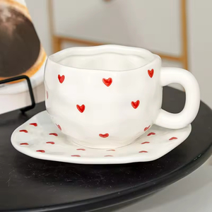 <b>Ceramic</b> Coffee <b>Cup</b> Saucer Set Heart Style Hand-painted <b>Ceramic</b> Women's High-value Afternoon Tea <b>Cup</b> - Product Image 2