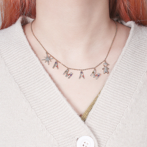 Simple AMAM forma de letra latón joyería CZ Collar para mujer - Product Image 5