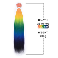 Extensions de cheveux synthétiques en fibre haute température résistante à la chaleur, lisses et ondulées, double trame machine
