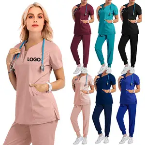 En gros nouveau style pas cher moderne à la mode femme hôpital médical à manches courtes infirmière uniforme soins infirmiers gommages pour les femmes