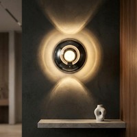 Applique Murale Moderne Globe en Verre Fumé Noir, LED Dimmable 3 Couleurs pour Chambre, Salon, Hôtel, Couloir – Lampe Murale Décorative