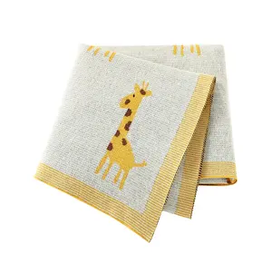 Трикотажное детское одеяло Mimixiong из 100% хлопка с милым рисунком жирафа мягкое удобное одеяло для новорожденных унисекс
