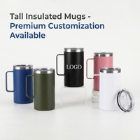 Mug de 24 oz, isolé sous vide, en acier inoxydable avec couvercle MagSlider, gobelet isotherme avec poignée et couvercles, café, voyage, sublimation