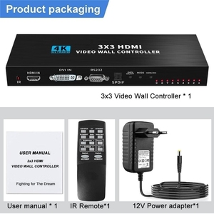 3x3 9 pantalla 4K HDMI DVI TV Controlador de pared de <span class=keywords><strong>video</strong></span> 1X2 1X4 1X3 <span class=keywords><strong>2x2</strong></span> 2x3 3x2 4X2 2X4 procesador de pantalla de <span class=keywords><strong>video</strong></span> múltiple empalmador - Product Image 6