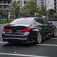 Diffuser belakang serat karbon, kit bodi Bumper bibir belakang serat karbon dengan lampu LED, 5 seri F90/M5 2017-2023
