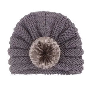 Baby Doughnut Beanie Knit Crochet Turban Soft Warm Infant Cap Headwraps Indian Hat Headband