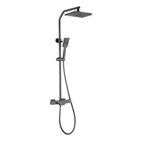 Robinet de lavabo thermostatique monocommande chromé poli OEM avec barre coulissante, mitigeur de douche en laiton à jet de pluie, cartouche céramique