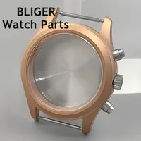 Boîtier de montre pilote en acier inoxydable VK67, quartz, 38 mm, verre saphir bombé, or rose, étanche 100 m, compatible VK63/VK64/VK67, pièces de montre pour homme