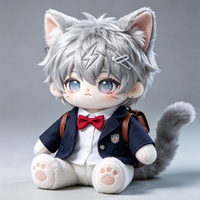Peluche personnalisée OEM, figurine chat garçon en peluche, vêtements amovibles, figurine en peluche douce de collection